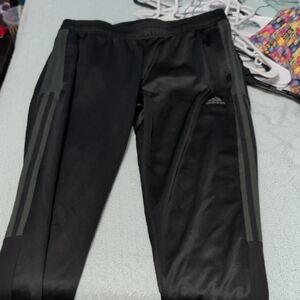 adidas Black Track Pants with Dark Gray Side Stripes